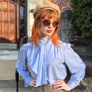 Vintage 80s Periwinkle Blouse